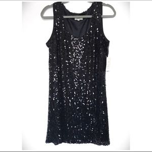 NWOT Neiman Marcus Black Sequins Slip Dress Blouse